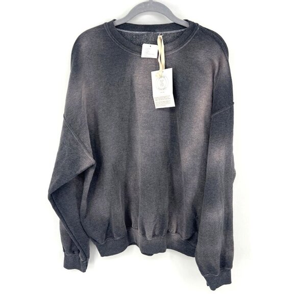 Urban Renewal Recycled Sun Bleached Crew Neck Sweatshirt In Charcoal Size Medium - Picture 1 of 3